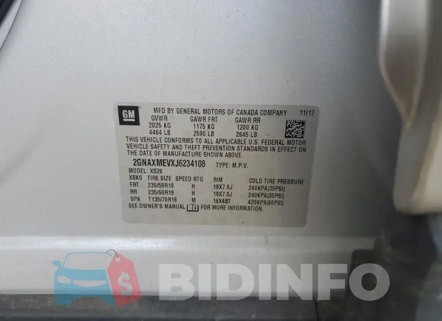 2GNAXMEVXJ6234108 Photo# 12