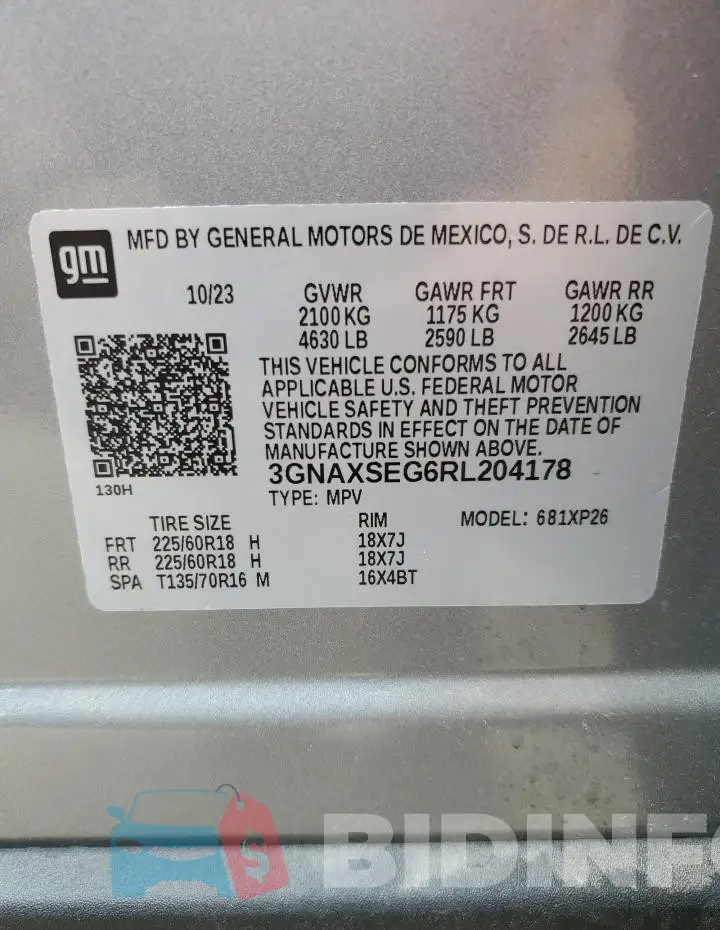 3GNAXSEG6RL204178 Photo# 13
