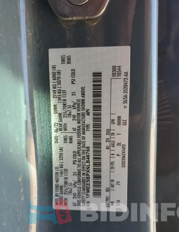 1FMEE5BPXNLB48768 Photo# 14
