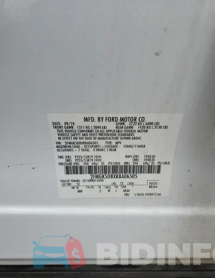 2FMGK5D8XKBA06505 Photo# 13