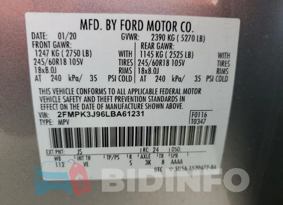 2FMPK3J96LBA61231 Photo# 14