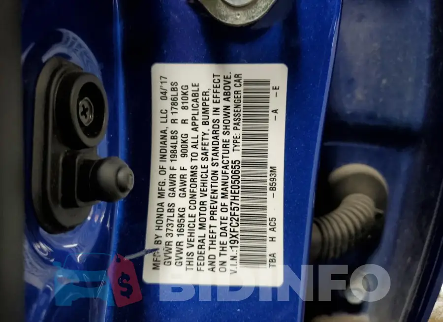 19XFC2F57HE050655 Photo# 12
