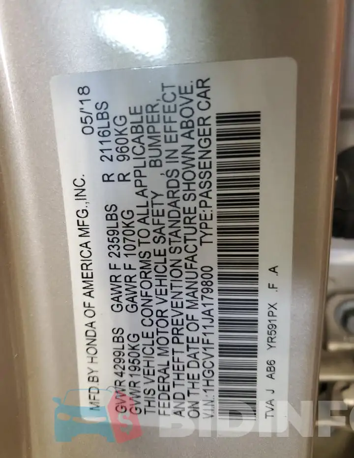 1HGCV1F11JA179800 Photo# 13