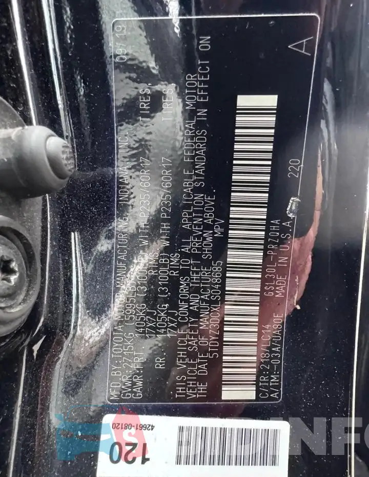 5TDYZ3DCXLS048685 Photo# 10