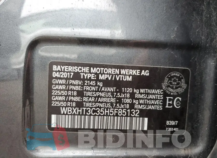 WBXHT3C35H5F85132 Photo# 13