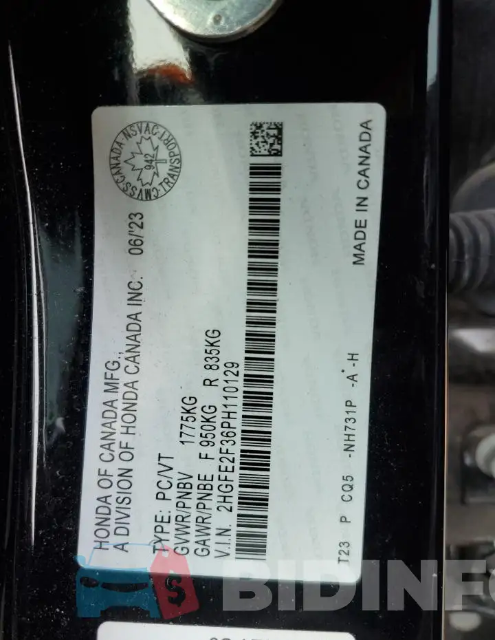 2HGFE2F36PH110129 Photo# 12