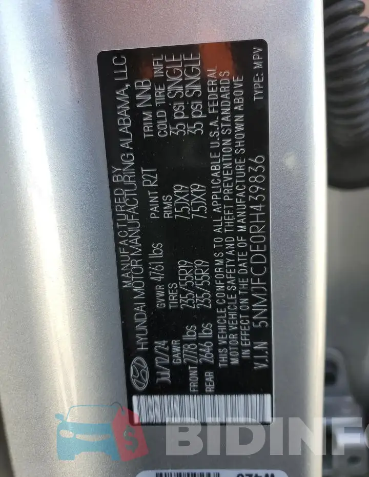 5NMJFCDE0RH439836 Photo# 14