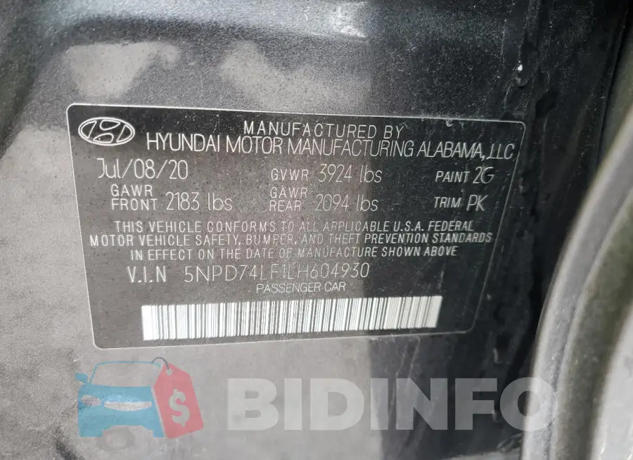 5NPD74LF1LH604930 Photo# 12
