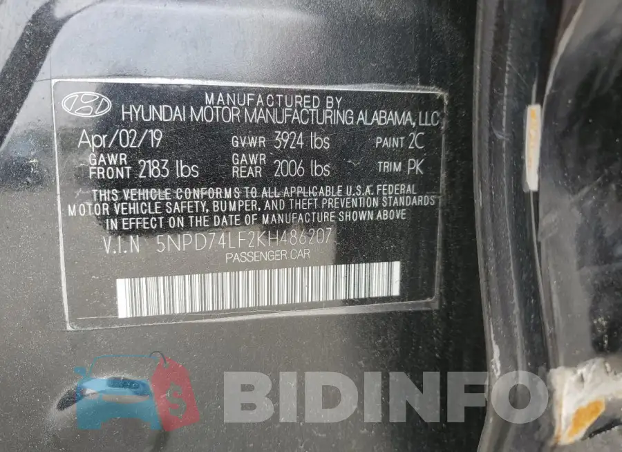 5NPD74LF2KH486207 Photo# 12