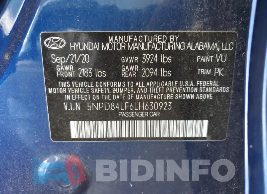 5NPD84LF6LH630923 Photo# 13