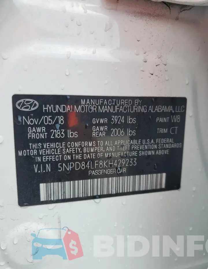 5NPD84LF8KH429233 Photo# 12