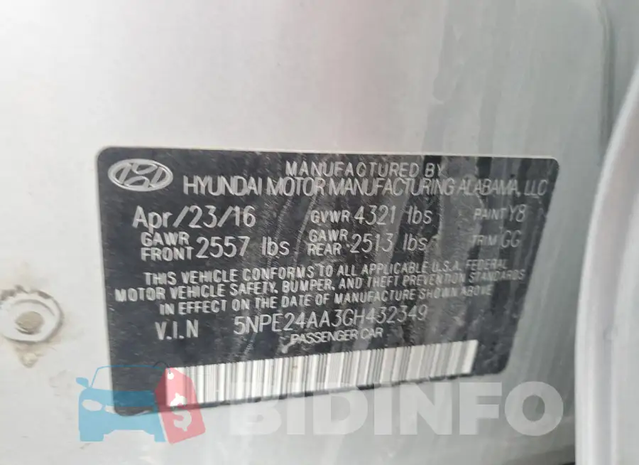 5NPE24AA3GH432349 Photo# 12