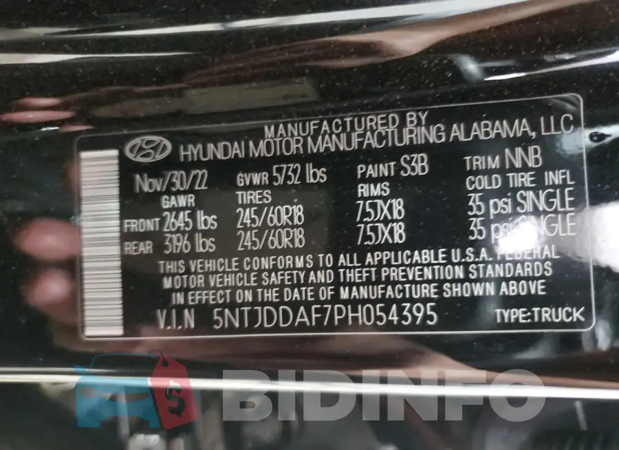5NTJDDAF7PH054395 Photo# 13