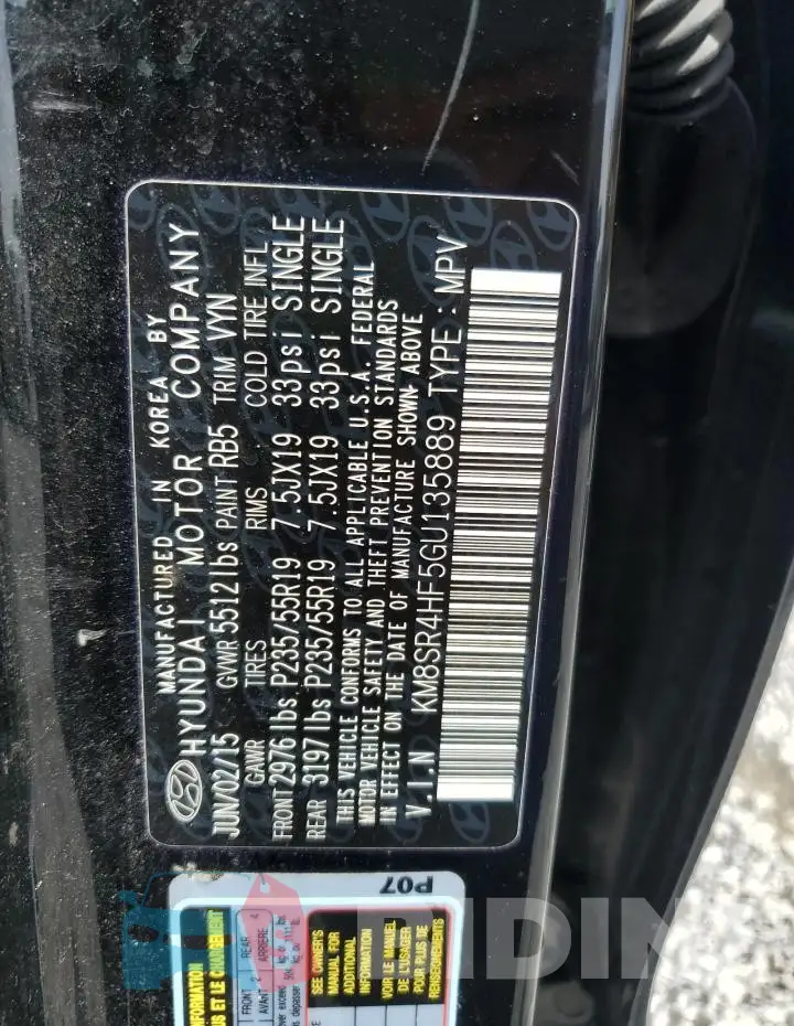 KM8SR4HF5GU135889 Photo# 13
