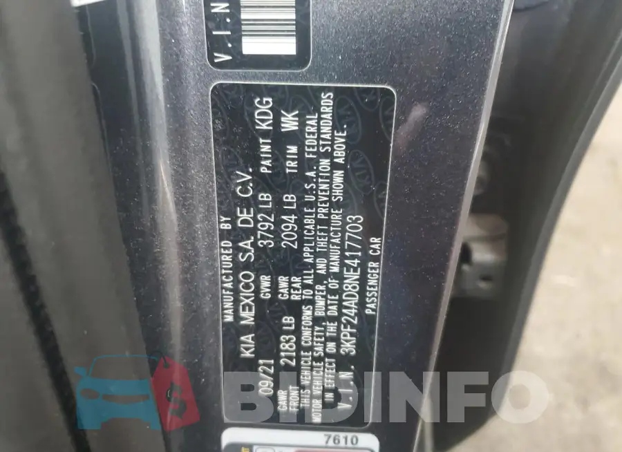 3KPF24AD8NE417703 Photo# 13