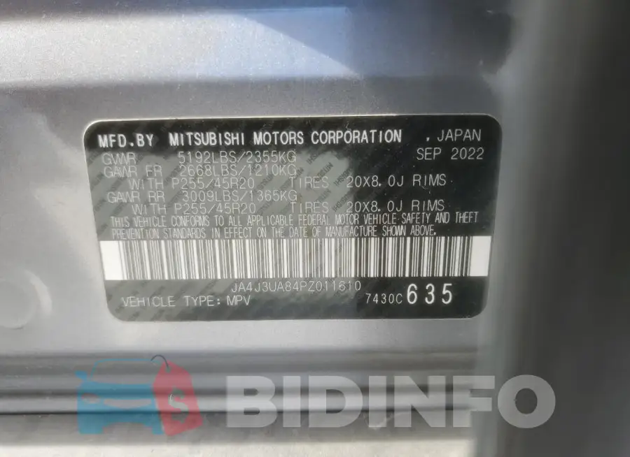 JA4J3UA84PZ011610 Photo# 13