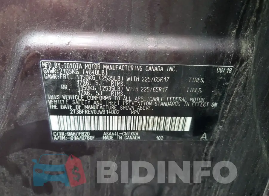 2T3BFREV0JW814002 Photo# 13