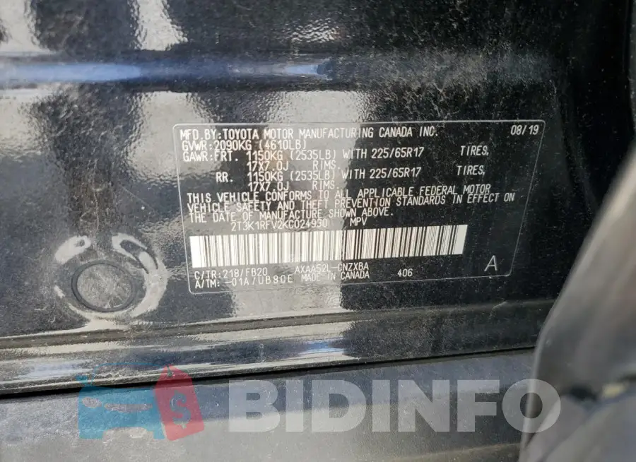 2T3K1RFV2KC024930 Photo# 13