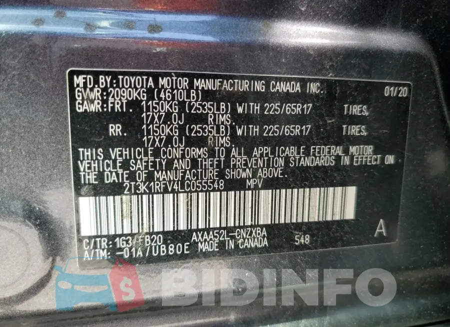 2T3K1RFV4LC055548 Photo# 13