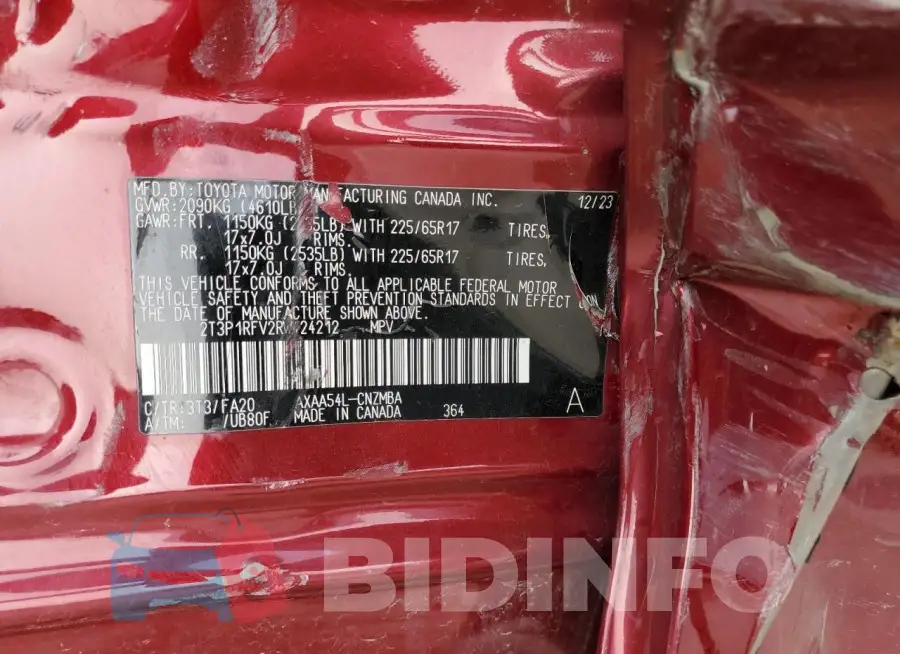 2T3P1RFV2RW424212 Photo# 13