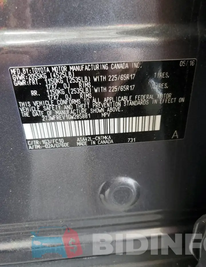 2T3WFREV1GW285881 Photo# 13