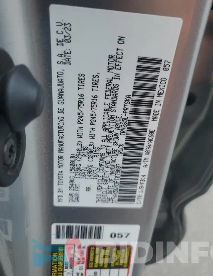 3TYAX5GN3PT078007 Photo# 12