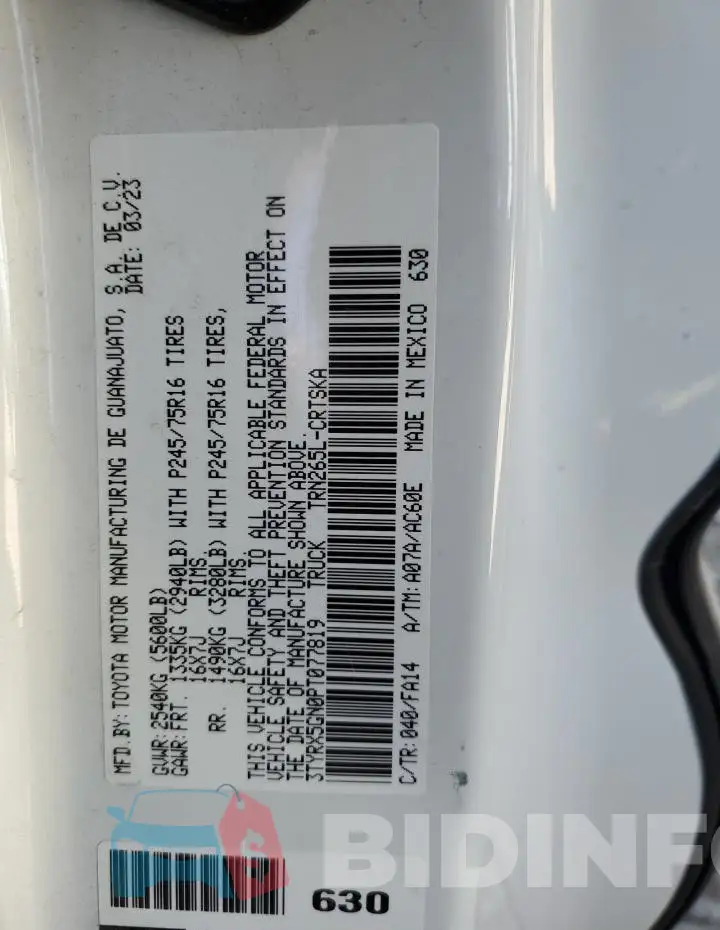 3TYRX5GN0PT077819 Photo# 13