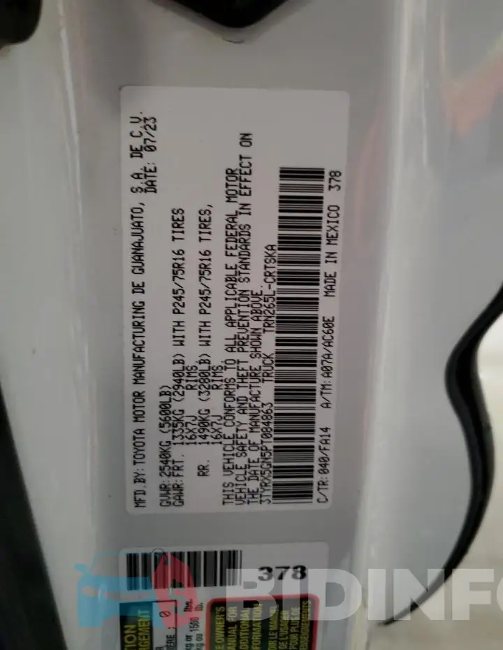 3TYRX5GN5PT084863 Photo# 13