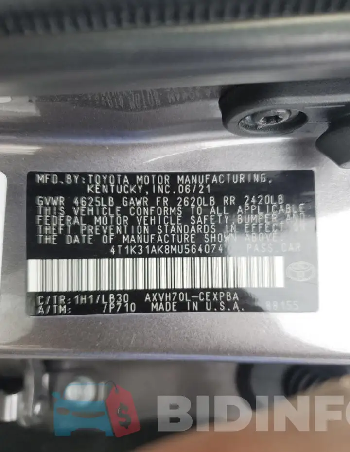 4T1K31AK8MU564074 Photo# 13