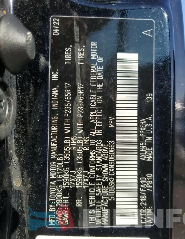 5TDBSKFCXNS060663 Photo# 13