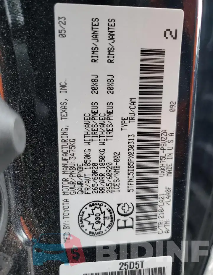 5TFNC5DB5PX030313 Photo# 12