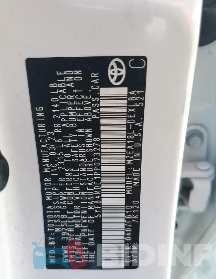 5YFB4MDE1PP023278 Photo# 12