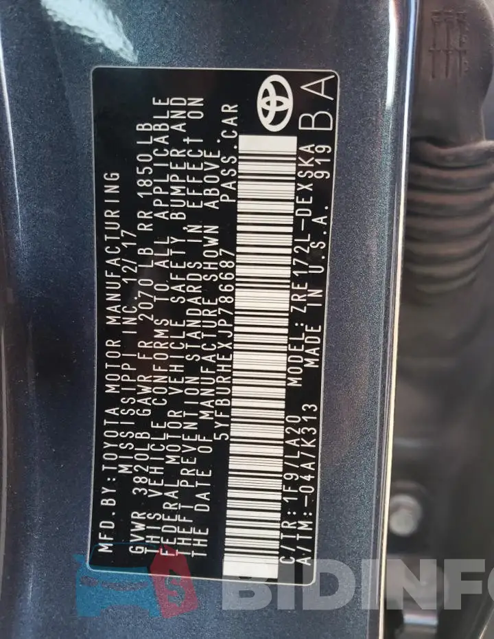 5YFBURHEXJP786687 Photo# 12