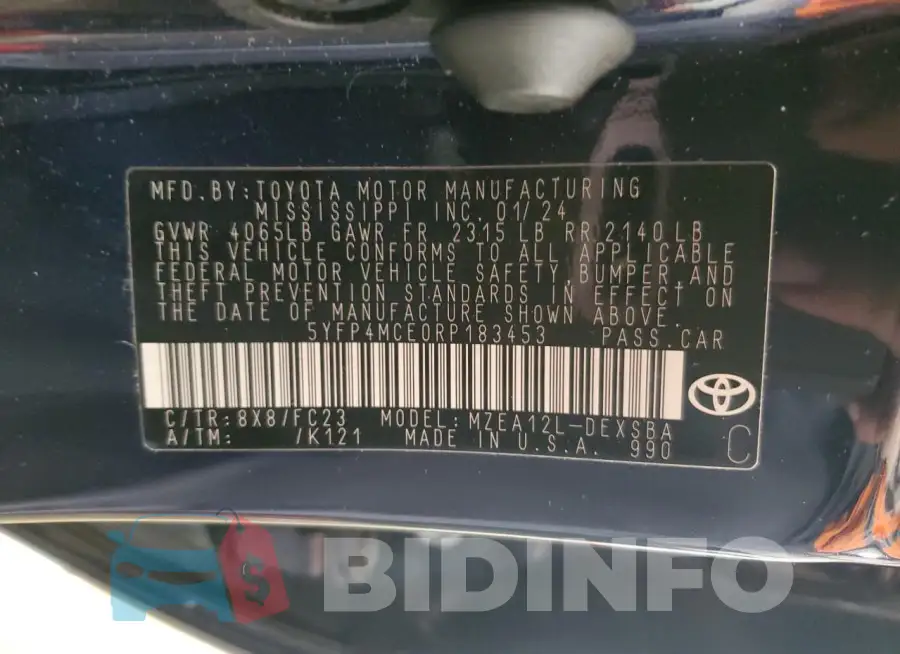5YFP4MCE0RP183453 Photo# 13