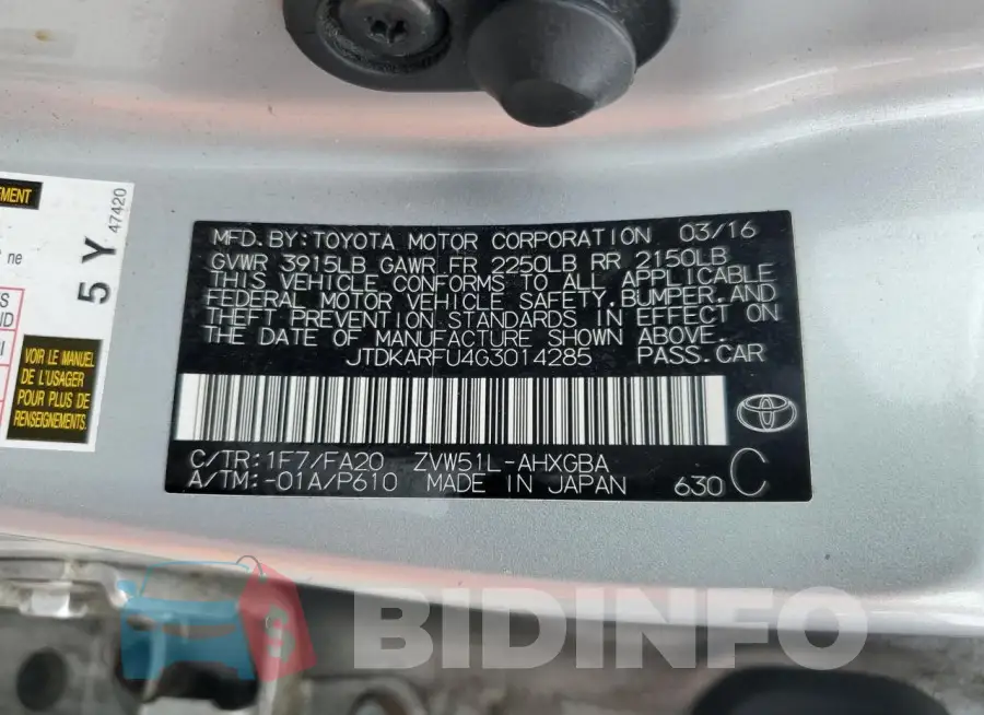 JTDKARFU4G3014285 Photo# 12