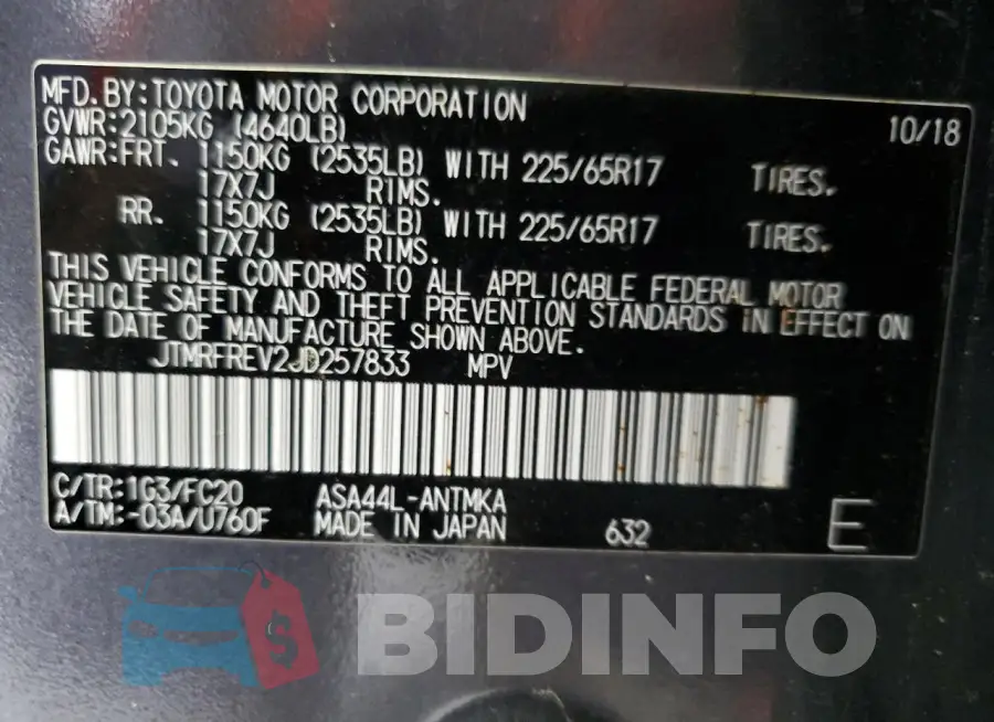 JTMRFREV2JD257833 Photo# 14