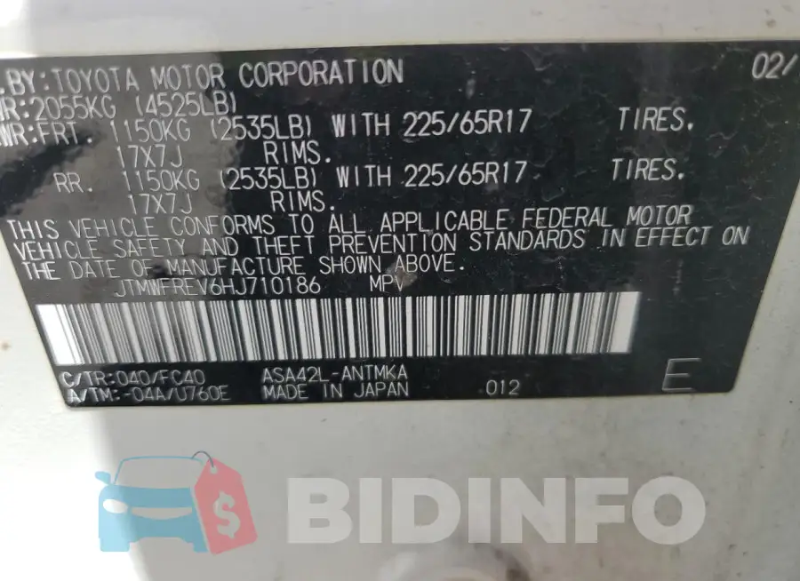 JTMWFREV6HJ710186 Photo# 13