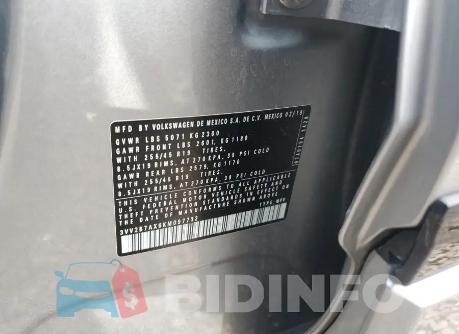 3VV2B7AX6KM097732 Photo# 14