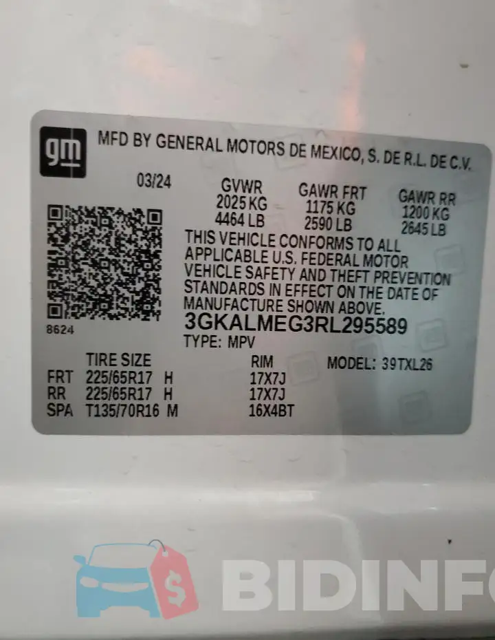 3GKALMEG3RL295589 Photo# 13