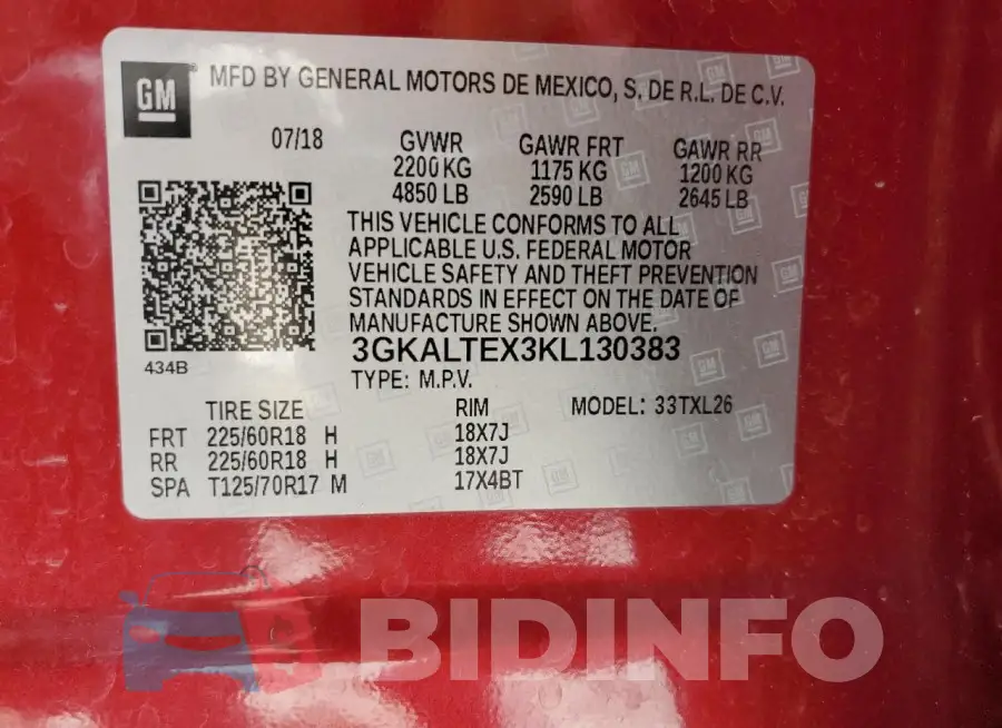 3GKALTEX3KL130383 Photo# 14