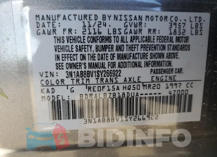 3N1AB8BV1SY266922 Photo# 12