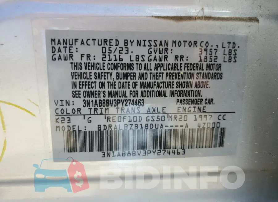3N1AB8BV3PY274463 Photo# 12