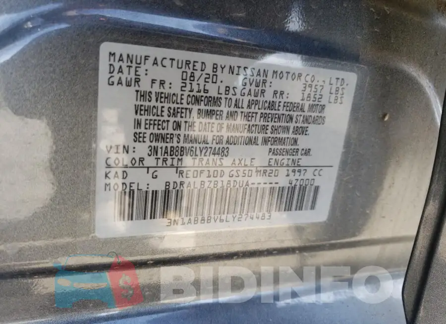 3N1AB8BV6LY274483 Photo# 12