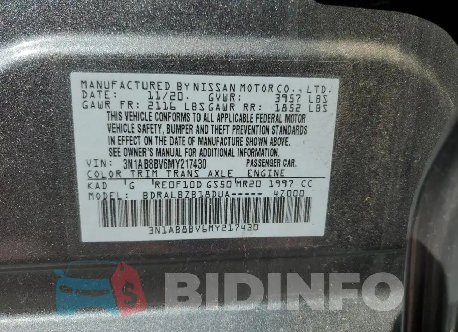 3N1AB8BV6MY217430 Photo# 12