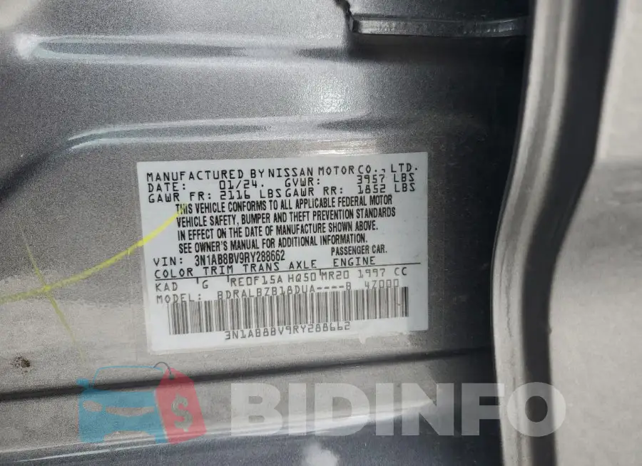 3N1AB8BV9RY288662 Photo# 12