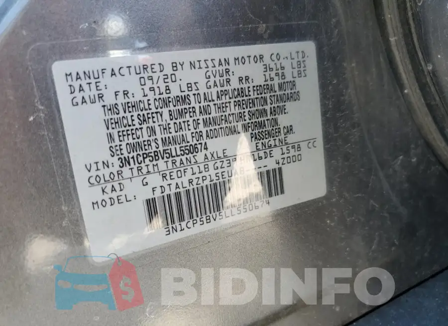 3N1CP5BV5LL550674 Photo# 12