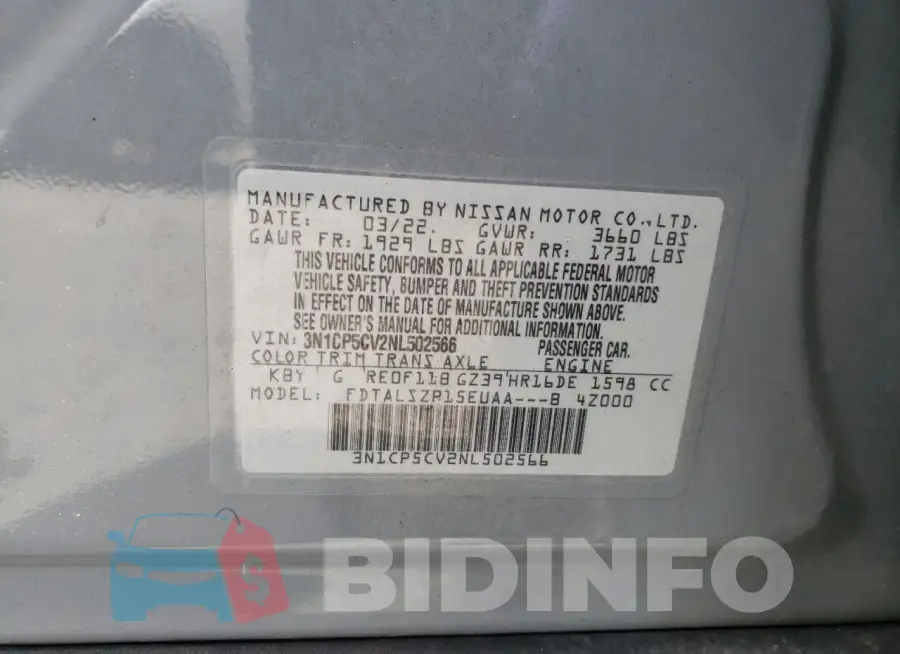 3N1CP5CV2NL502566 Photo# 13