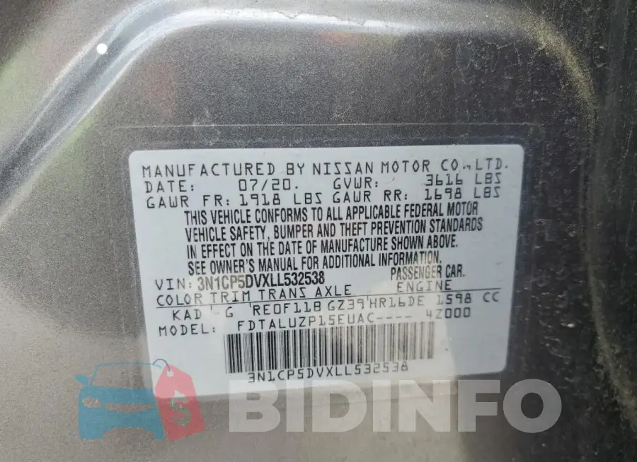 3N1CP5DVXLL532538 Photo# 13