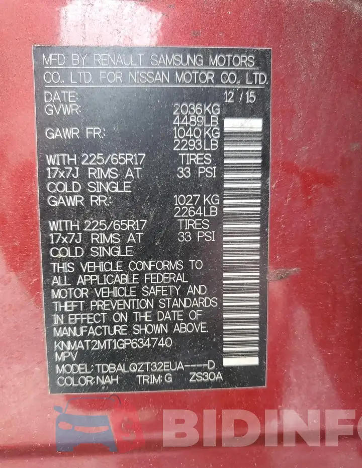 KNMAT2MT1GP634740 Photo# 13