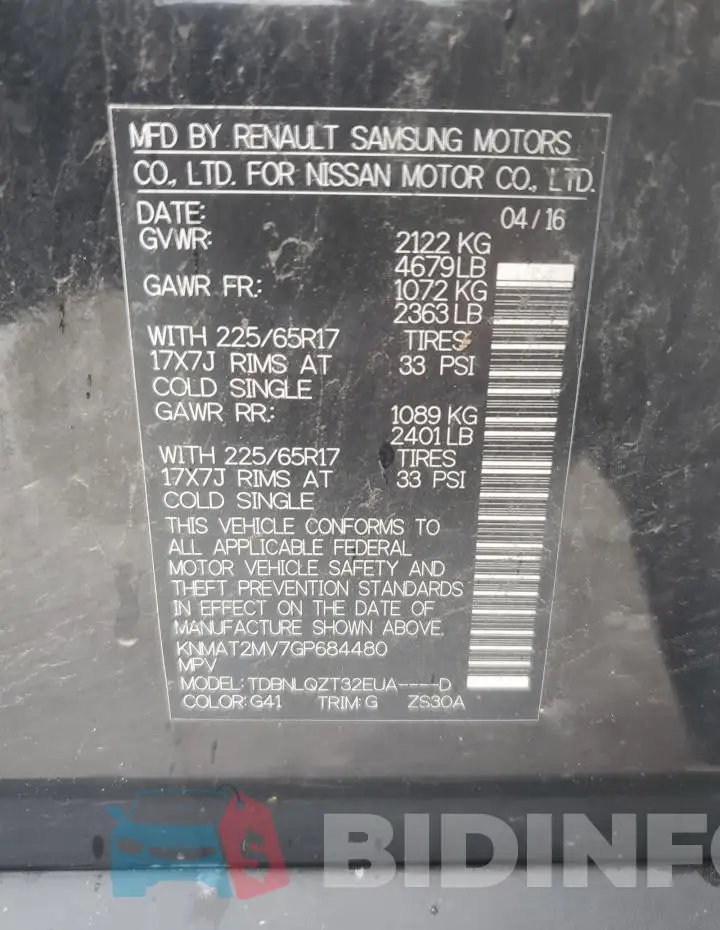 KNMAT2MV7GP684480 Photo# 12
